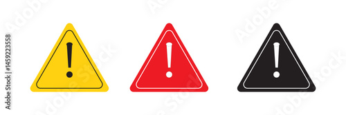Danger warning icon set. Exclamation sign.