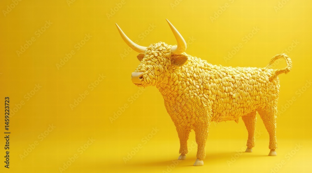 Fototapeta premium yellow cow sculpture art