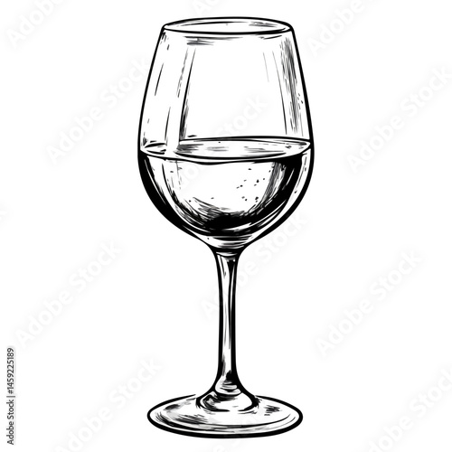 Wine Glass symbol - minimalist black and white vector art - perfect for tattoos, logos - isolated on white