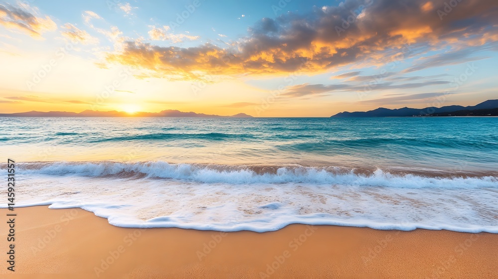 Obraz premium Breathtaking sunset over the serene ocean waves