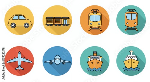 Transportation Icons: A Colorful Guide to Travel Methods