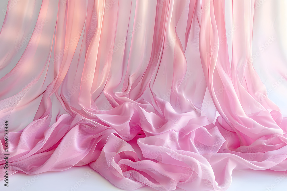 Fototapeta premium pink chiffon curtain AI generative