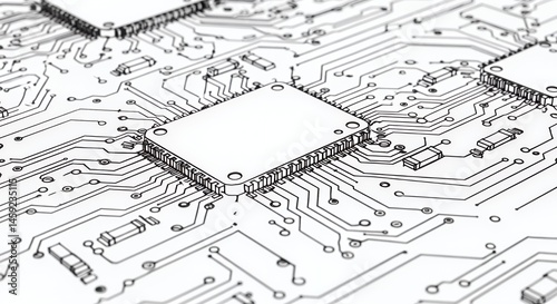 Circuit Board Blueprint:  A Detailed Microchip Design