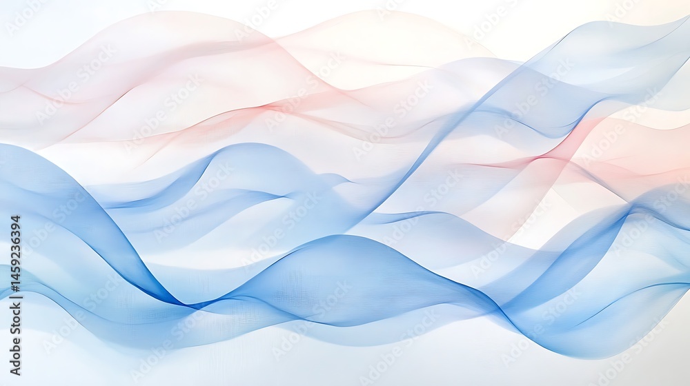 Fototapeta premium Abstract Blue Smoke Waves with Flowing Lines and Light Texture