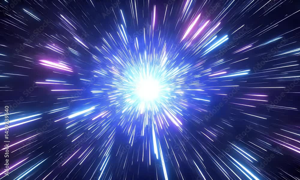 Hyperspeed neon tunnel effect with blue and pink light streaks rushing toward center, creating a dynamic sci-fi warp visual. Hyperspeed neon tunnel effect with blue and pink light streaks rushing toward center, creating a dynamic sci-fi warp visual.