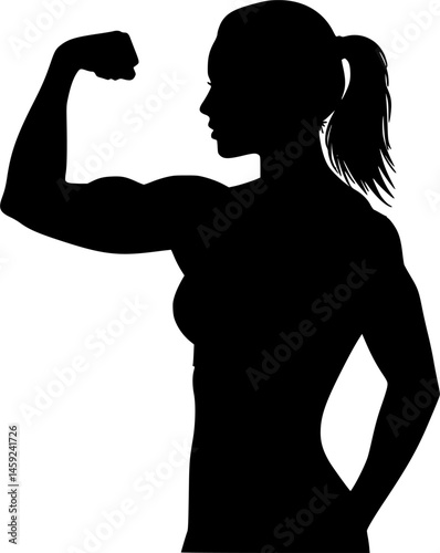 Bodybuilder woman silhouette vector, Bodybuilder logo, Bodybuilder vector illustration

