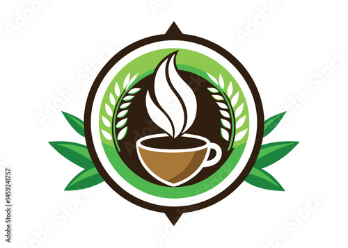 Stylish Green Coffee Bean Silhouette Logo Design, coffee, logo, design, silhouette, coffee bean, 