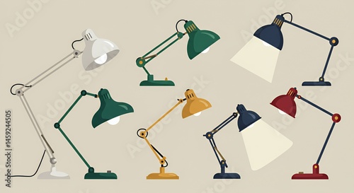 Collection of Stylish and Modern Desk Lamps: A Variety of Colors and Designs for Your Home Office or Workspace