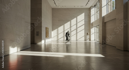 Modern museum entrance hall with May 18 theme