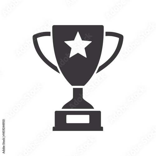 Trophy cup with star flat vector icon