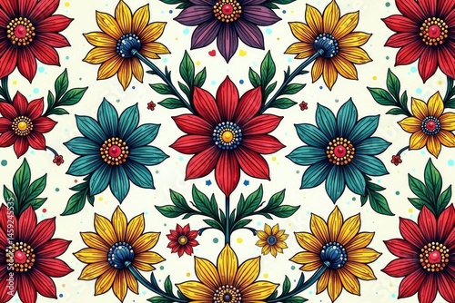 Wallpaper Mural Intricate line art floral design, repeating seamlessly, minimal, wallpaper Torontodigital.ca