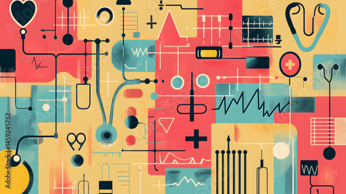 Digital health and medical technology concept with icons of healthcare