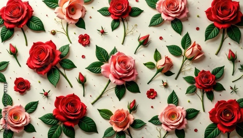 Intricate, repeating rose pattern on vintage wallpaper, red, texture, repeating