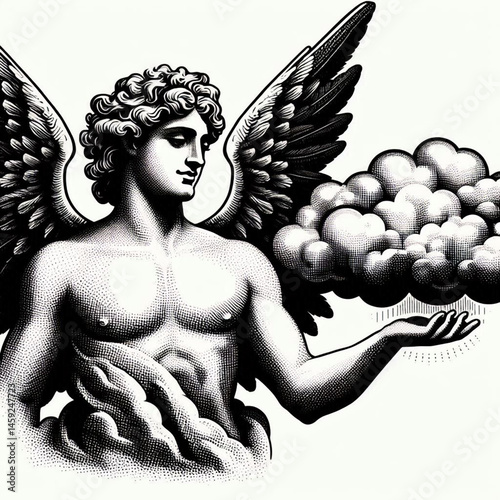 statue of angel in the sky, angel wings, angel with wings photo
