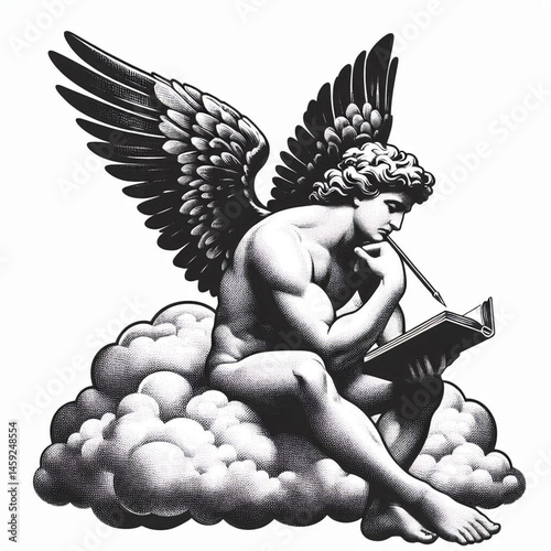 statue of angel in the sky, angel wings, angel with wings photo
