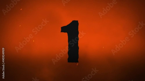 Halloween Style Number One with Spooky Film Effects and Smoke with Orange Background