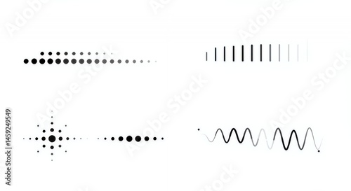 Abstract Graphic Design: Halftone Dots, Lines, and Waves