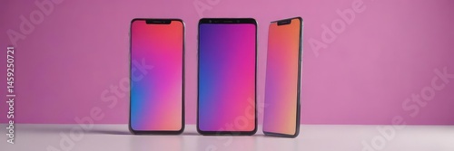 Editable smartphone mockup with customizable background, vibrant gradients ,  technology,  screen,  gradient