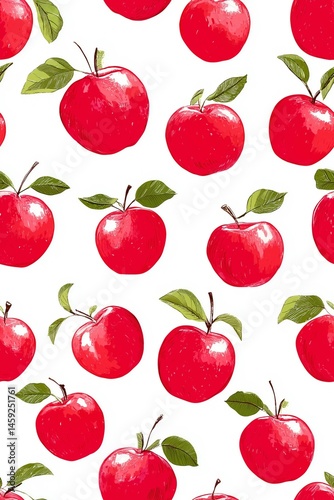 Pattern of apples on white background,digital art,wallpaper or website graphics