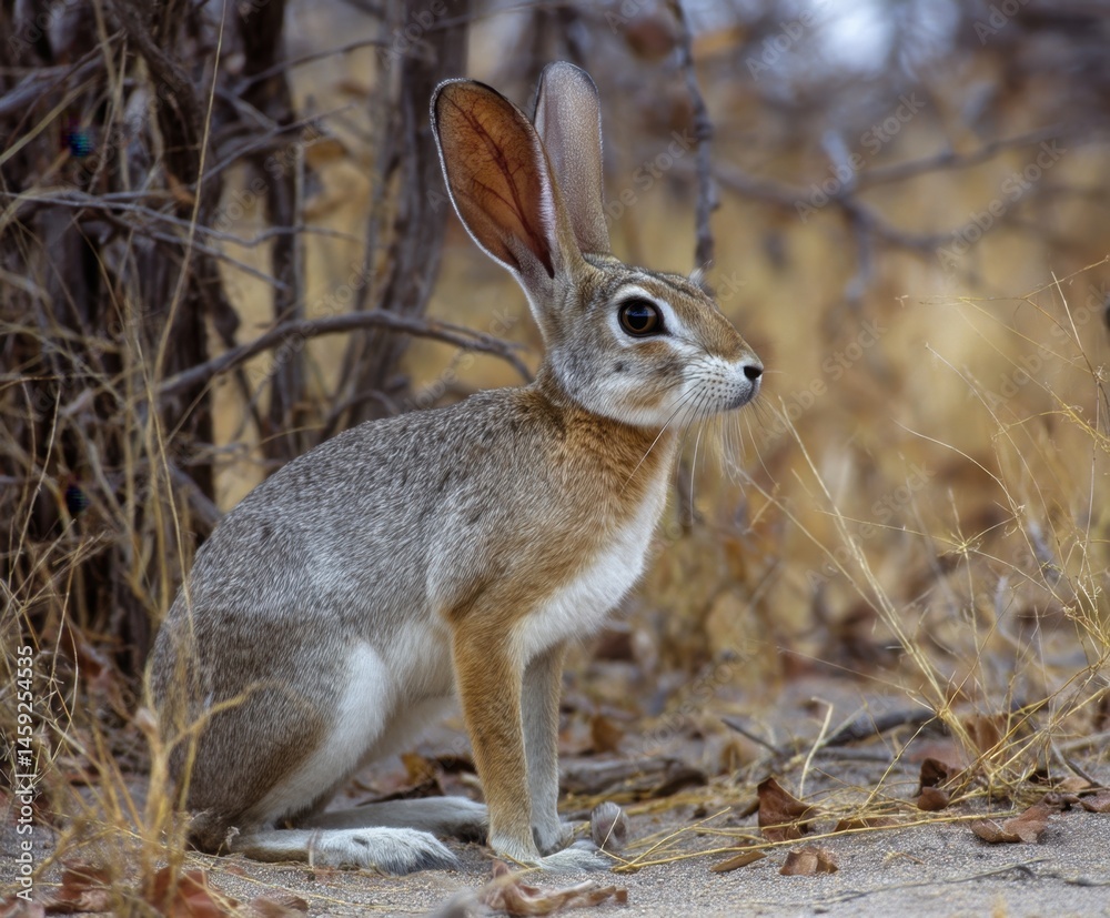 African Savannah Hare, Lepus victoriae. Hare-rabbit in its natural habitat African Savannah Hare, Lepus victoriae. Hare-rabbit in its natural habitat