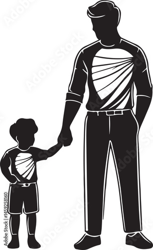 Father and son holding hands, a silhouette of a loving family bond.