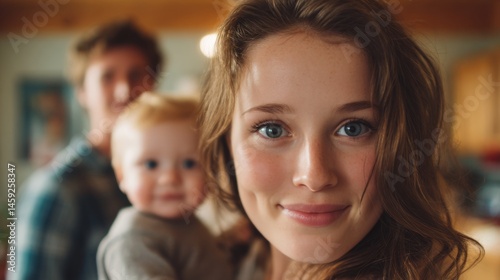Young family sharing a tender moment, radiating warmth and connection in a cozy embrace.
