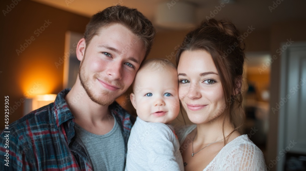 Young family sharing a tender moment, radiating warmth and connection in a cozy embrace.
