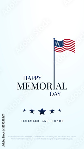 Happy memorial day USA. American flag. Memorial Day - Remember and Honor Poster. Usa memorial day celebration. American national holiday. 