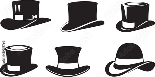 Elegant Top Hats in Simple Silhouette Design