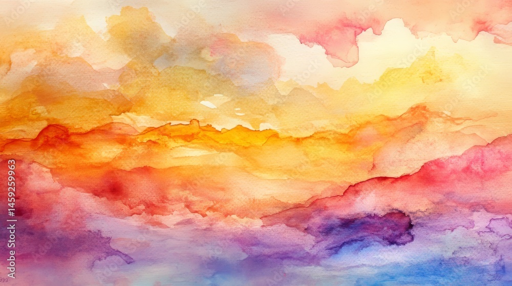 Naklejka premium Soft colorful abstract watercolor background with rainbow gradient clouds blending gently, ideal for creative design, dreamy atmosphere, artistic textures, and vibrant visual concepts.