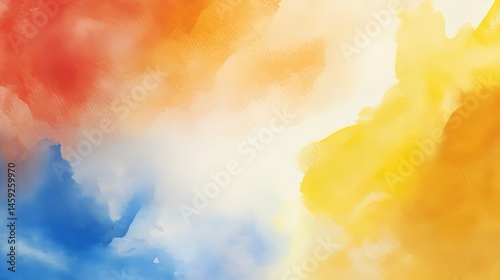 Soft colorful abstract watercolor background with rainbow gradient clouds blending gently, ideal for creative design, dreamy atmosphere, artistic textures, and vibrant visual concepts.