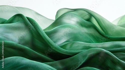 Flowing, emerald green fabric drapes