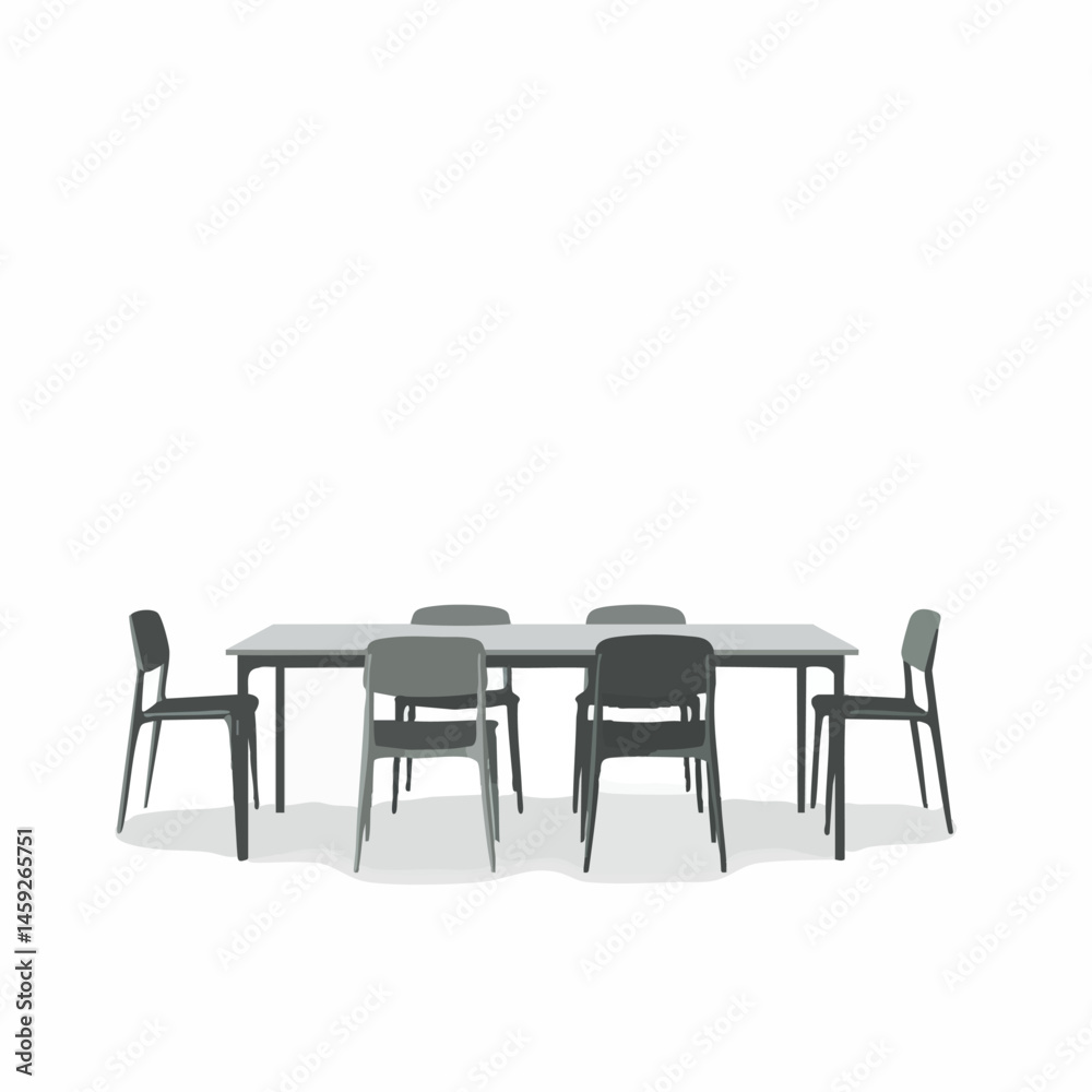 Modern Dining Table with Chairs Illustration Set
Modern Dining Table with Chairs Illustration Set