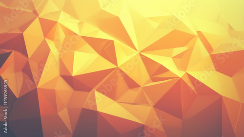 Low Poly Abstract Background with Vivid Orange and Yellow Gradient