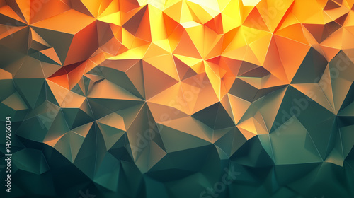 Low Poly Abstract Background with Vivid Orange and Yellow Gradient