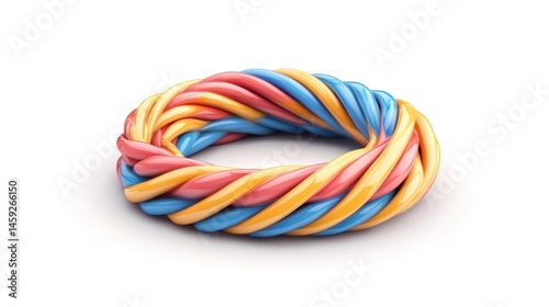 Wallpaper Mural Vibrant twisted candy like abstract sculptural form in a ring or circle shape against a clean white background  The colorful looped and swirling design creates a mesmerizing Torontodigital.ca