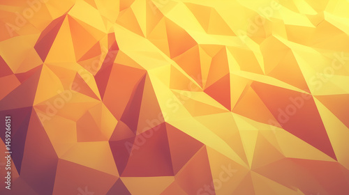 Low Poly Abstract Background with Vivid Orange and Yellow Gradient