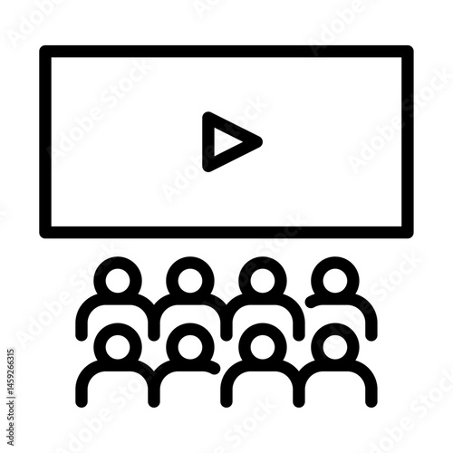 people watching movie outline icon. watch movie line art illustration.