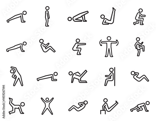 20 Exercise Routine Icons set
