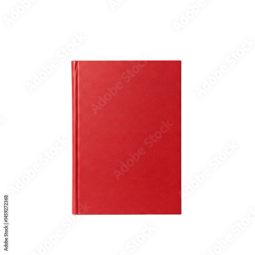 Red book spine rest floating in mid-air on a solid white background