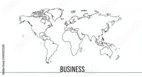 Global Business: A World Map Outline Representing International Commerce and Trade
