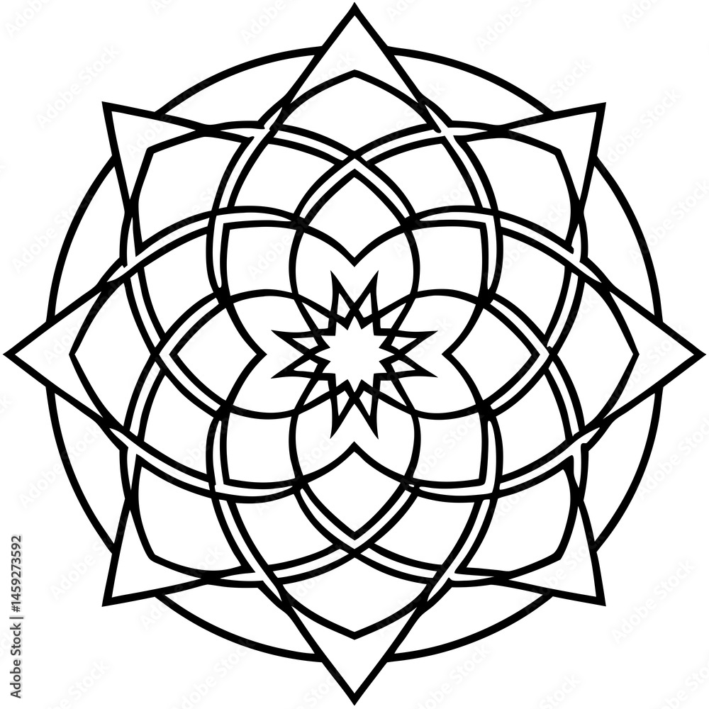 Fototapeta premium Timeless Mandala Circle Line Art