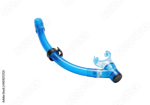 Clear blue snorkel on black background aquatic adventure gear photo