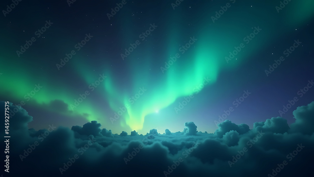 Fototapeta premium aurora abstract background and Green-blue gradient abstract background. aurora wallpaper backdrop.