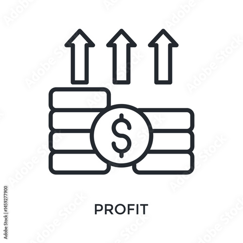 Profit Icon Outline Style. Vector Illustration For Graphic Design