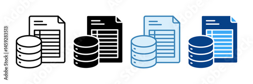 Data Table Icon Set Multiple Style Collection