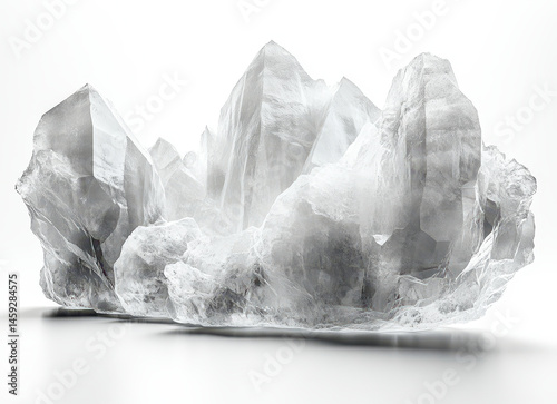 Obraz na płótnie High-Quality Image of Jagged Crystal Formation Isolated on Pure White Background Highlighting Sharp Edges and Translucent Structure w salonie