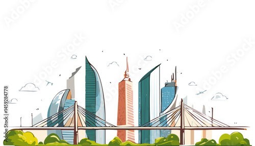 Architectural sketch eco green city vector graphic design