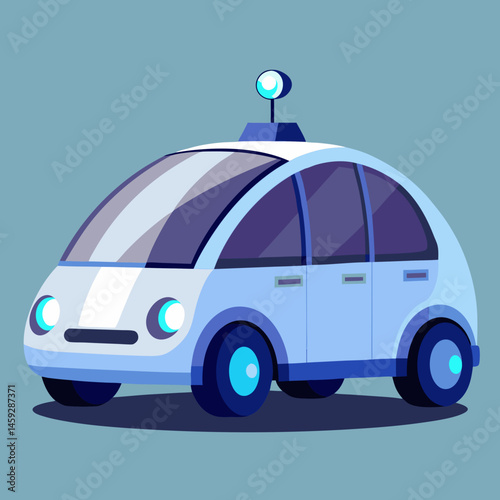 Robot car with a red light on top, designed for surveillance or emergency response.