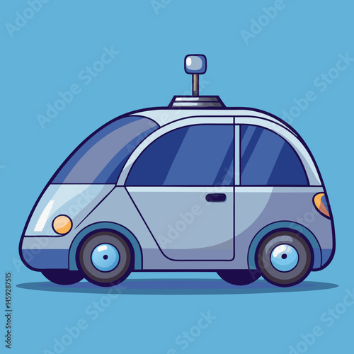 Robot car with a red light on top, designed for surveillance or emergency response.
